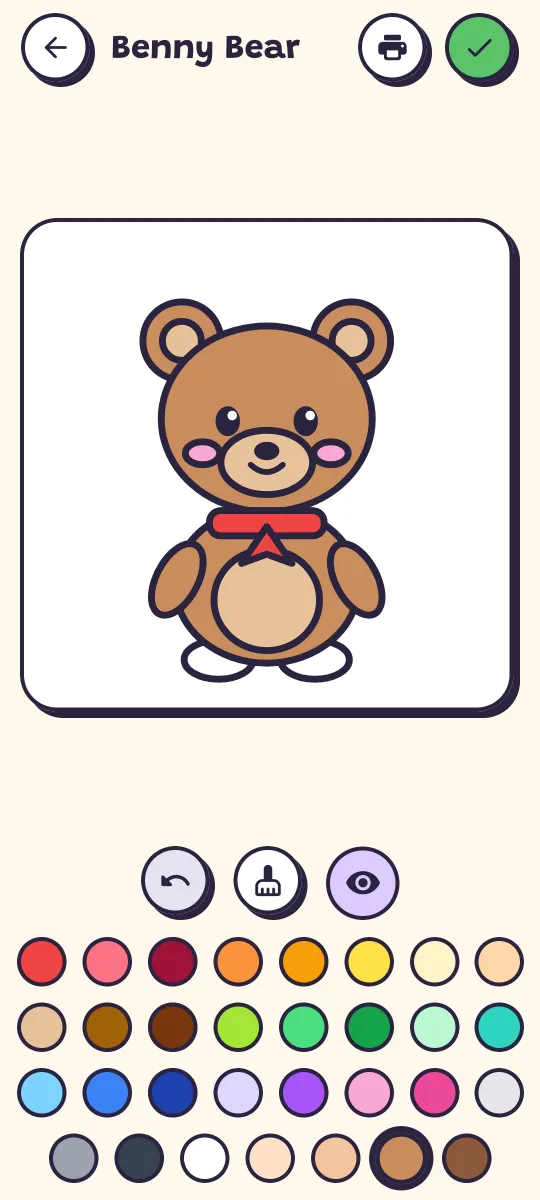 Coloring Benny Bear on a phone